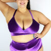 Velveteratti Plus Size Bikini Bra Glitter Purple