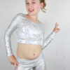 White Sparkle Long Sleeve Crop Top Youth Girls