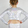 White Sparkle Long Sleeve Crop Top Youth Girls