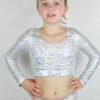 White Sparkle Long Sleeve Crop Top Youth Girls