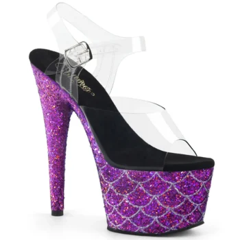 ADORE-708MSLG Clear/Purple Glitter - Size 7