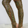 Gold Shattered Extra long Stirr-up Spandex Legwarmers / Knee High Socks