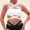 Renee Top &#8211; Cross Over Halter Neck Crop Bra Recycled White