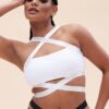 Renee Top &#8211; Cross Over Halter Neck Crop Bra Recycled White