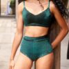 Lana Top &#8211; V-Neck Velvet Sports Bra Emerald