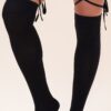 Black Lace Up Thigh High Sock