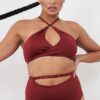 Sage Top &#8211; Cut Out Twist Halter Top Recycled Burgundy