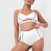 Missy High Waist &#8211; Piping Detail High Waist Recycled Bottom White