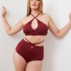 Bailey Bottom &#8211; Adjustable Cut Out High Waist Bottoms Recycled Burgundy