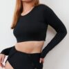 Gia Top &#8211; Criss Cross Long Sleeve Recycled Black