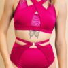 Katherine Cross Over Top Satin Magenta