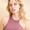 Amara Crop &#8211; Asymmetrical High Neck Crop Recycled Elderberry