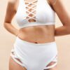 Cross Section Shorts &#8211; Cut Out High Waist Shorts White