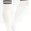 White thigh high socks with black stripe