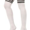 White thigh high socks with black stripe