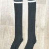 Charcoal Thigh High Socks With White Stripe