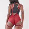 Zena Bottom &#8211; Adjustable Garter Overall Shorts Wine