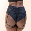 Olivia High Waist &#8211; Strappy Cut Out High Waist Garter Shorts Black