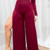 Aster Pants &#8211; Flowy Elasticated Bamboo Cotton Pants Wine