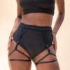 Olivia High Waist &#8211; Strappy Cut Out High Waist Garter Shorts Black