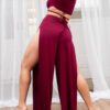 Aster Pants &#8211; Flowy Elasticated Bamboo Cotton Pants Wine