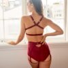 Follow Me Bra &#8211; Front Clasp Strappy Triangle Bra Wine