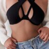 Abbey Bra &#8211; Criss Cross Underwire Halter Bra Recycled Black