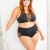 Cross Section Shorts &#8211; Cut Out High Waist Shorts Plus Size Black
