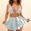 Follow Me Bra &#8211; Front Clasp Strappy Triangle Bra Crystal Blue