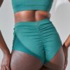 High Waist Basic Shorts &#8211; Scrunch Shorts Recycled Emerald