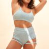 Lure You Shorts &#8211; High Waist Scrunch Garter Shorts Crystal Blue