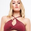 Sage Top &#8211; Cut Out Twist Halter Top Recycled Burgundy