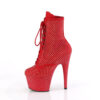 ADORE-1020RM Red Faux Suede-Rhinestones Mesh/Red Matte