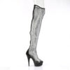 DELIGHT-3009 Black Faux Suede-Rhinestones Mesh/Black Matte