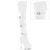 DELIGHT-3018 White Stretch  Faux Leather/White Matte