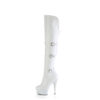 DELIGHT-3018 White Stretch  Faux Leather/White Matte