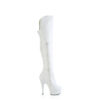 DELIGHT-3018 White Stretch  Faux Leather/White Matte