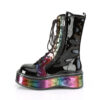 EMILY-350 Black Patent-Rainbow Hologram w/ Hearts