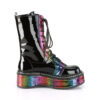 EMILY-350 Black Patent-Rainbow Hologram w/ Hearts