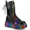 EMILY-350 Black Patent-Rainbow Hologram w/ Hearts