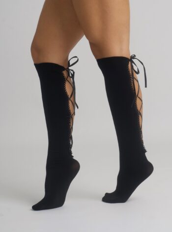Lace Back Knee High Stocking