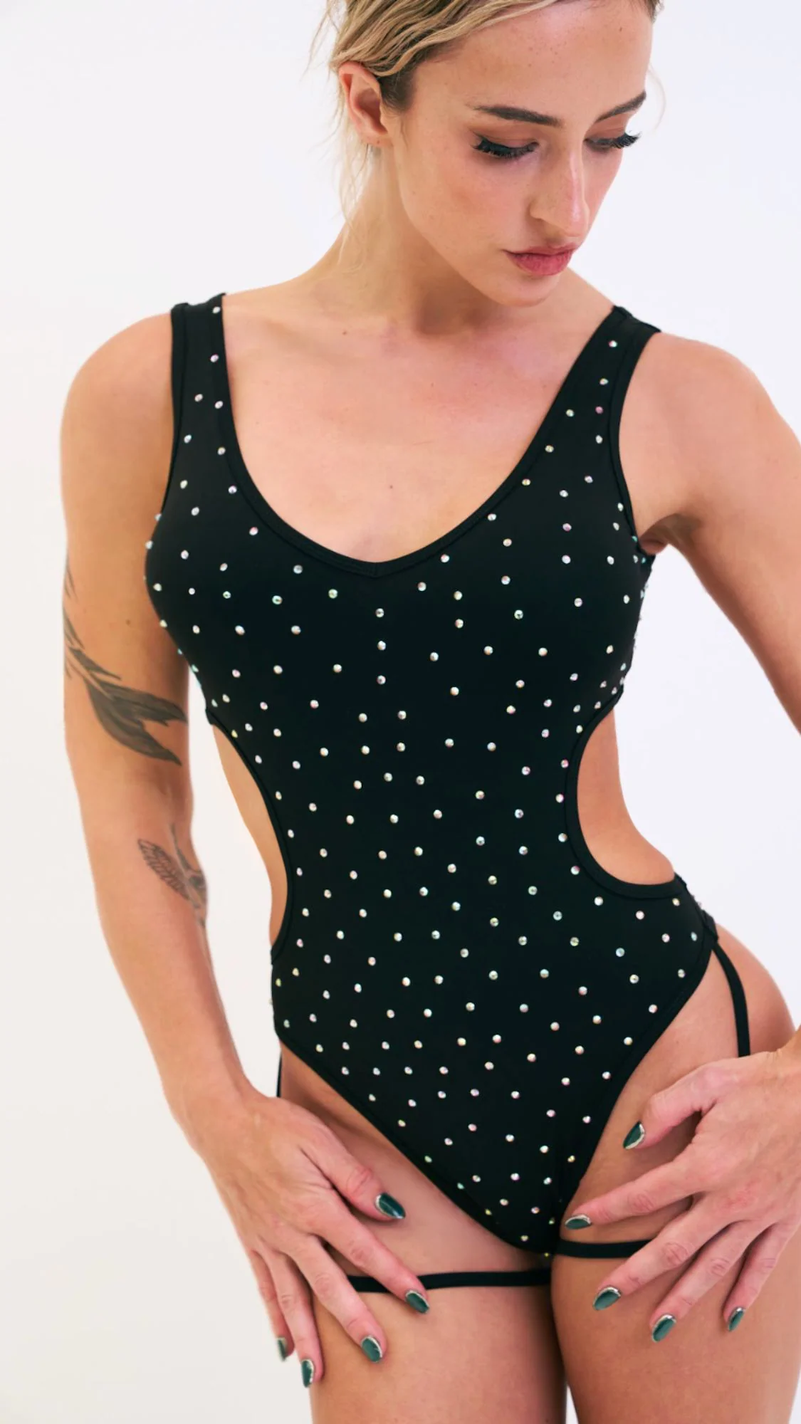 Imogen Diamante Bodysuit Black